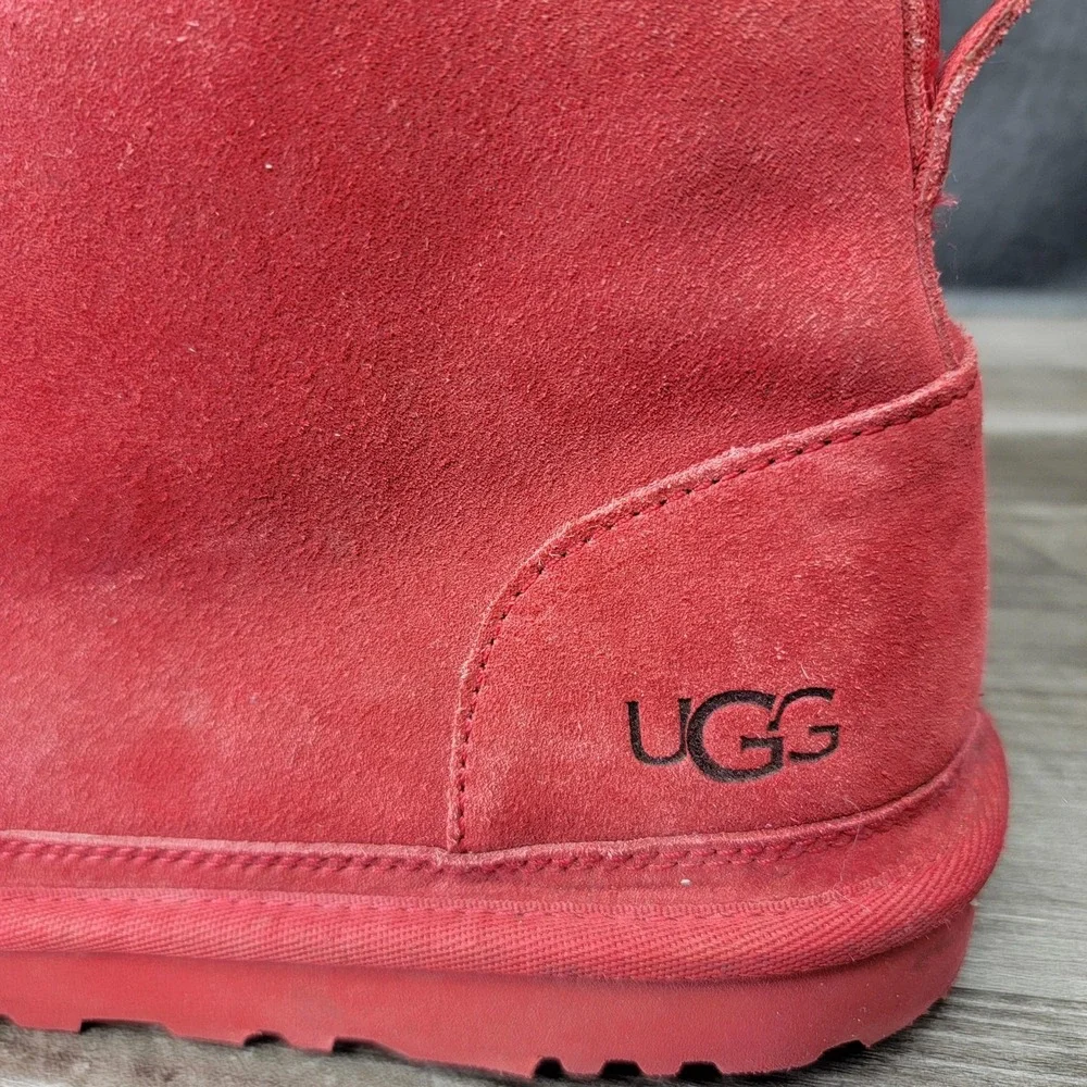 UGG Boots Mens Size 12 Red Suede Chukka Lined Lace Up Winter Casual Outdoor